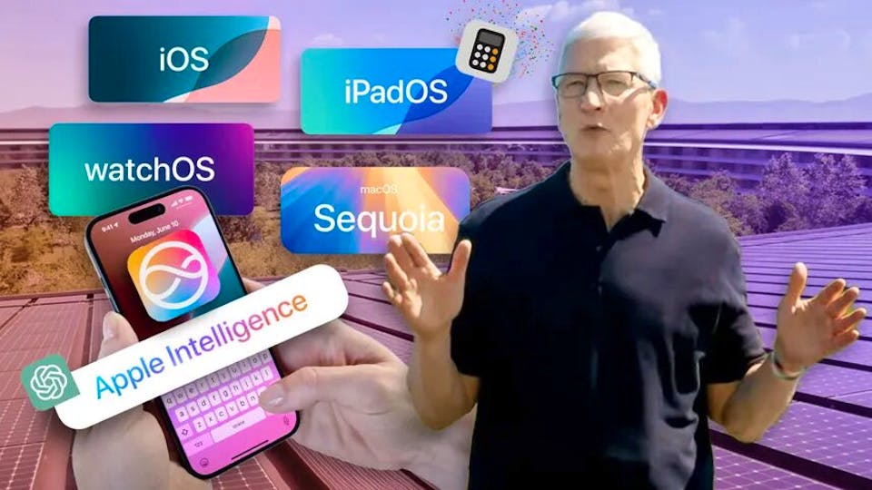 Apple CEO Tim Cook and the various things announced at WWDC 2024.