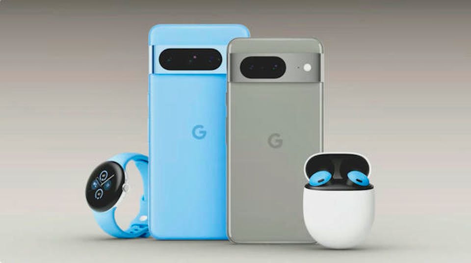 The new Pixel 8 range, plus the Pixel Watch 2 and Pixel Buds Pro.
