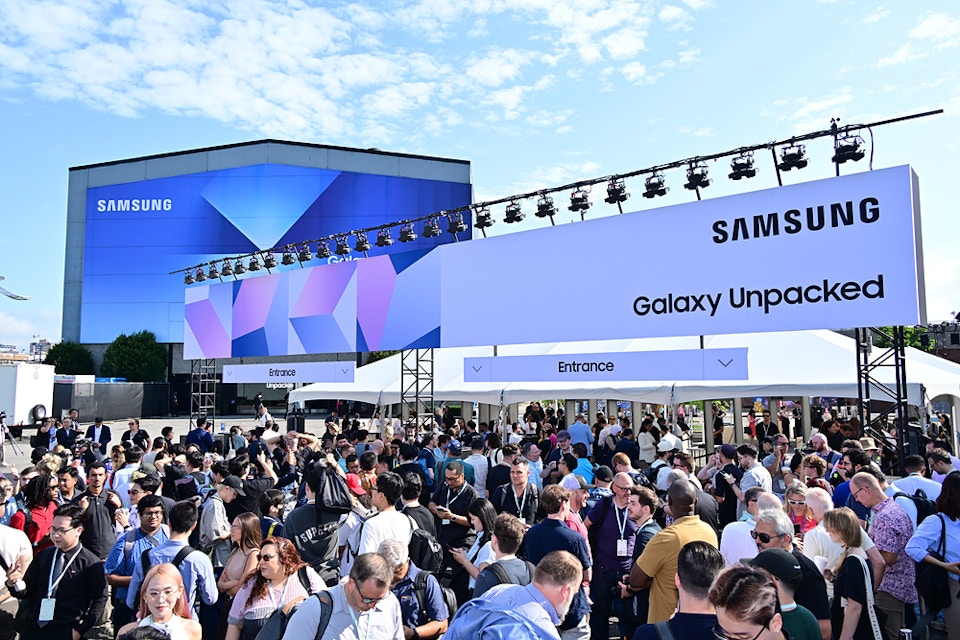 Fans queueing up to get inside at the Samsung Galaxy Unpacked Summer 2025 showcase.